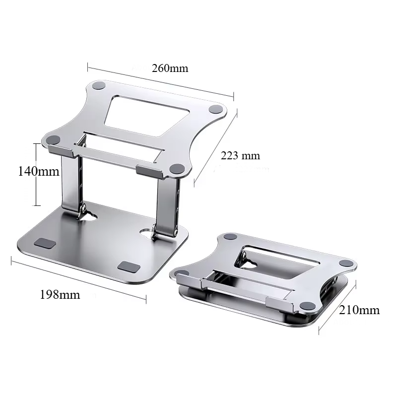 Liga de Alumínio Ajustável Phone Tablet Stand, Suporte para Tablet Laptop, Suporte Dobrável Portátil, Suporte de Refrigeração, Até 17"