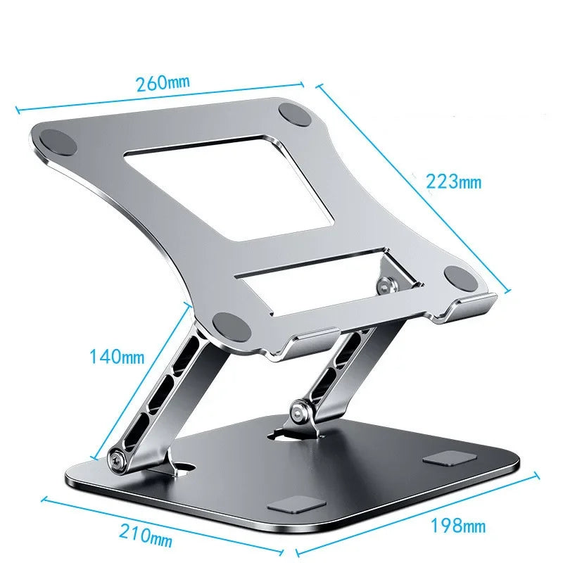 Liga de Alumínio Ajustável Phone Tablet Stand, Suporte para Tablet Laptop, Suporte Dobrável Portátil, Suporte de Refrigeração, Até 17"